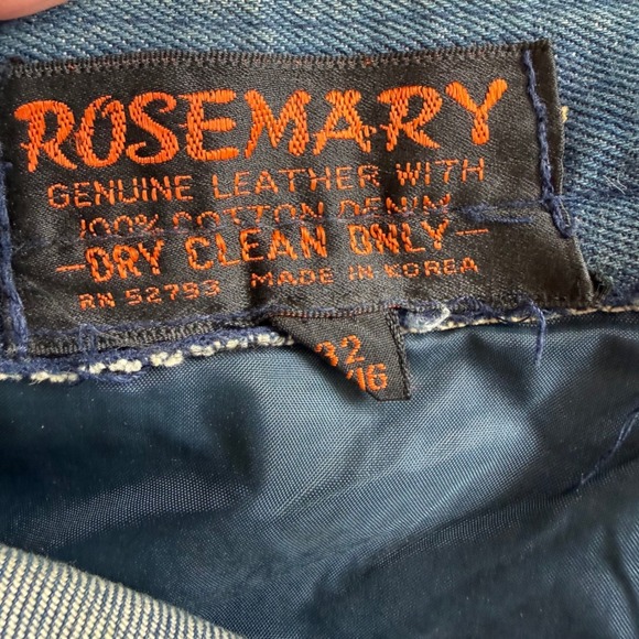 Vintage 70s Aura Rosemary Denim Leather Patchwork Vest & Flare Jeans Set L 32 - Picture 6 of 15